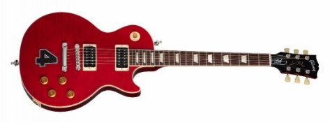 Slash Les Paul Standard 4 Album Edition guitar in Translucent Cherry, with an album decal sticker.